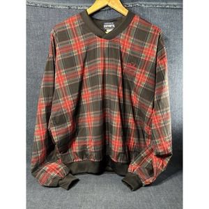VTG Divots Golf Pullover Womens Medium Windbreaker Plaid Embroidered Raveneaux